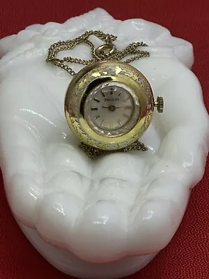 Rare Jowissa Vintage Gold/Silver Etched Ivy Design Ball Pendant Watch • $50