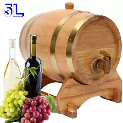 5L Wine Barrel Home-Brewed Whiskey Red Wine Wooden Barrels Storage Bag Inside • £33.88