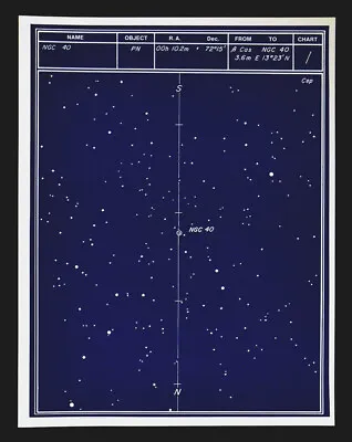 Astronomy Deep Sky Star Chart No. 1 Planetary Nebulae In Constellation Cepheus • $9.99