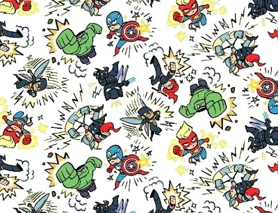 $2.99 • Buy Fat Quarter  Marvel Kapow Avengers Fabric  Comic Superhero  Hero 100% Cotton  Fq