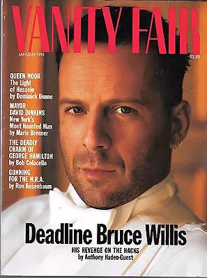 Vanity Fair Magazine January 1991 (fn+) Bruce Willis $3.95 Fat Rate Shipping • $9.89