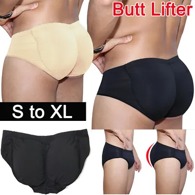 Mens Padded Briefs Butt Lifter Shorts Panty Underwear Hip Enhancer Pads Shaper • £7.79