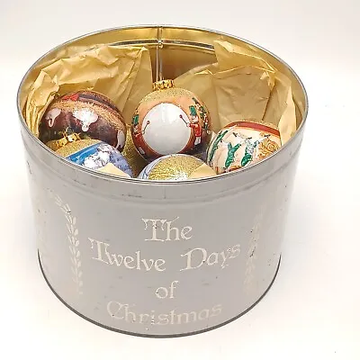 Vtg Rauch 12 Days Of Christmas Tin Box With All 12 Ornaments 3.5in. Pre-owned  • $47.20