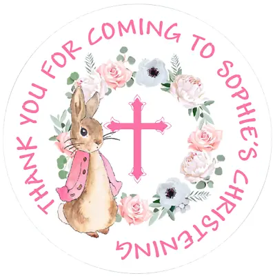 £3.95 • Buy 48 Personalised Christening Baptism Stickers Pink Or Blue  40mm Labels