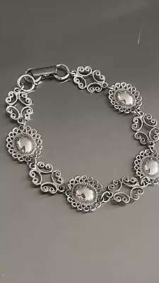 VINTAGE  RARE Beau Sterling Silver 925  Filigree Detailed Bracelet • $50