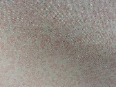 Vintage Linen Fabric Petite Damask Red Pink Beige Curtain Blind Craft • £2.50