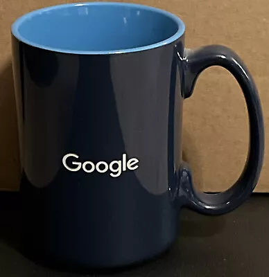 GOOGLE Logo Coffee Cup Mug Navy Midnight Blue Wide Handle 14 Oz Ounce • $15.30