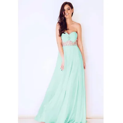 Strapless Evening Prom Dress Mint Green Size 6 BNWT Dynasty • £40