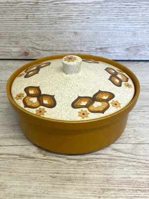 £12 • Buy Vintage Royal Worcester Palissy Kalabar Casserole Dish 1970s Mustard Retro