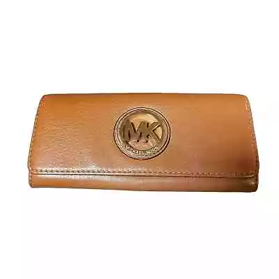 Michael Kors Fulton Flap Continental Leather Wallet Luggage  • $50