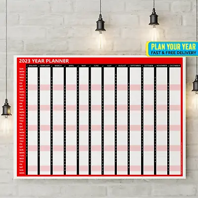 £3.59 • Buy 2023 Full Year Wall Calendar Planner Red Colour Home Office 12 Months Calendar