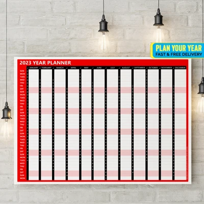 £3.59 • Buy 2023 Full Year Wall Calendar Planner Red Colour Home Office 12 Months Calendar