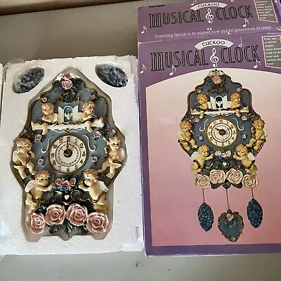 1995 Vintage Chiming Musical Cuckoo Clock Angels Cupid 12 Classic Tunes - Box • £38