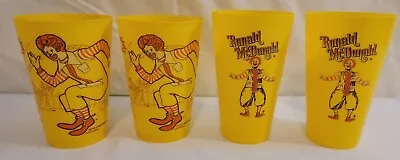 Vintage McDonalds 1970s Plastic Yellow Ronald McDonald Cups Tumblers Lot Of 4 • $8