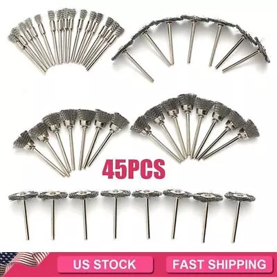 45 Packs Steel Wire Brush Set For Dremel Tool Rotary Die Grinder Removal Wheel • $10.66