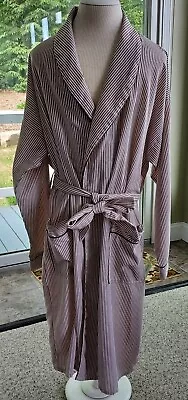 Vintage Mens Seersucker Robe Brown White Striped OSFA Large Mens Shop JCPenney • $19.90