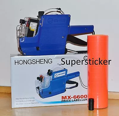 MX-6600 10 Digits 2 Lines Price Tag Gun Labeler +1 Ink + 5000 Red Tags • $22.95