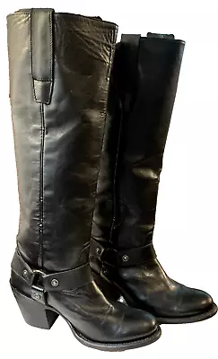 Leather Motorcycle Boots By Muro Unique Shoes Ladies 5.5 2.5  Heal Tall Preowned • $74.95