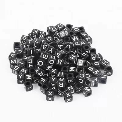 50pcs 6mm Square Acrylic Letter Spacer Beads For Jewelry Making DIY Earrings J01 • $0.01