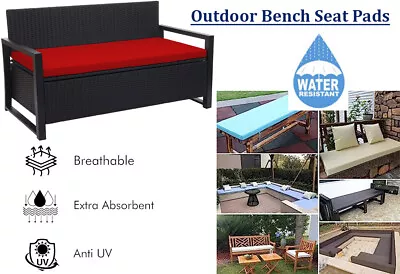 Waterproof Seat Pads For Garden Bench 2/3/4 Seater Outdoor Pallet Seat Cushions • £24.95