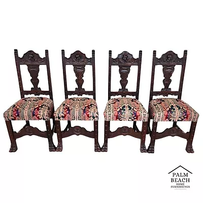 19th Century French Oak Dining Chairs Set Of 4 • $2995