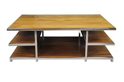 Williams Sanoma Tribeca Rosewood & Chrome Modern Tiered Coffee Cocktail Table • $1200