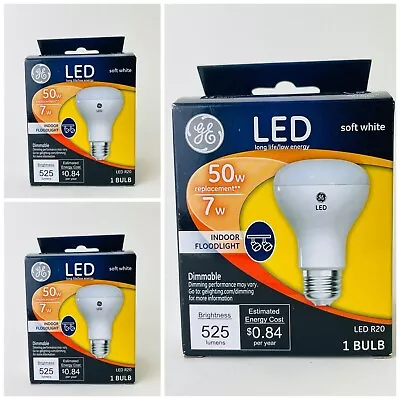 3 Packs GE 41213 R20 LED Floodlight Bulb Soft White 7W 50W 525 Lumens Dimmable • $18.88