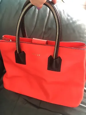 Milly Red/Coral Leather Top Handle Bag Tote • $55