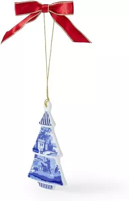 Spode Blue Italian Tree Shaped Ornament Hanging Ornaments For Christmas Décor • $17