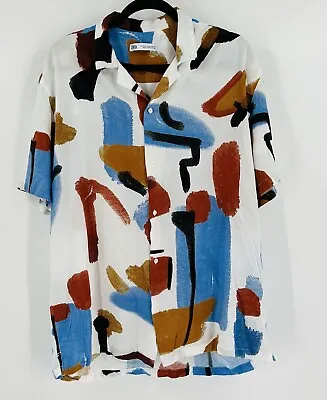 Zara Men's Shirt Abstract Print Camp Style Short Sleeve Button Up Front Size XL • $21.99