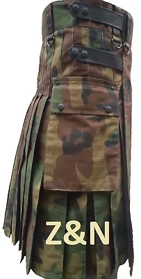 Men Camouflage Tactical Combat Army Utility Kilt Leather Straps Adjustable • $77.35