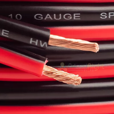 $8.99 • Buy 10 Ft 10 Gauge Speaker Cable Car Home Audio AWG 10' Black And Red Zip Wire
