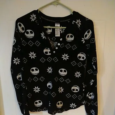 $7.99 • Buy Disney Nightmare Before Christmas Sleep Pajama Top Shirt Sz L 12 14 Velour Soft