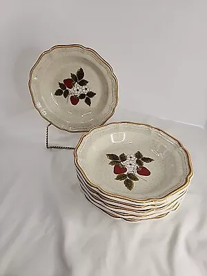 Mikasa Strawberry Festival 8.5” Cereal Soup Bowls Vintage Japan EB801 Set Of 6 • $34.99