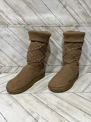 UGG Argyle Cardy Knit Sweater Boots Women’s Tan Shoes 5879 Sz 7 • $59.77
