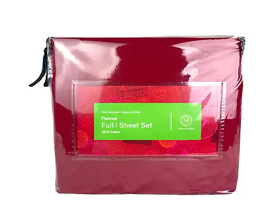 Martha Stewart 100% Cotton Flannel 4 Piece Sheet Set Solid Red Full $75 • $42.49