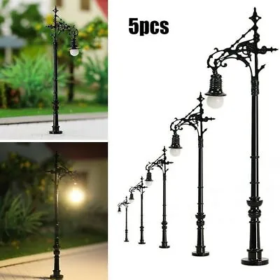 5Pcs N Gauge Yard Lights Model Lamp Posts-Scenery Lamps + Free Resistors • £11.59