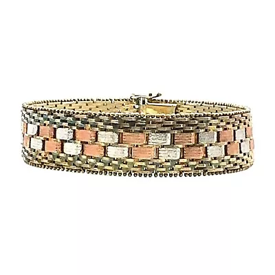 VTG Estate Sterling Silver Rose & Yellow Gold Tone Mesh 7 ½  Bracelet! 181 • $69.99