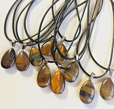 1 X Natural Tigers Eye Gemstone Pendant Necklace 24inch Healing / Well-being • £3.49