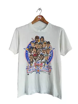 Vintage Baseball All-Star Game 1989 Caricature 2-sides T-Shirt MLB Size M • $90