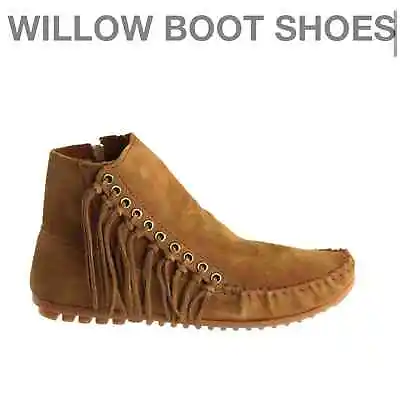 Minnetonka Willow Boot Dusty Brown Size 11 Leather Indian Style Fringe Booties • $39