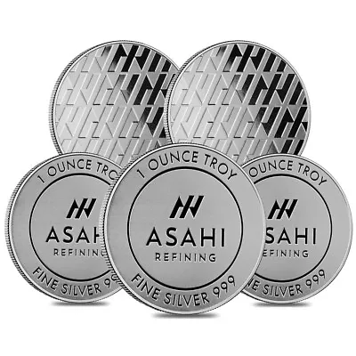 Lot Of 5 - 1 Oz Asahi Silver Round .999 Fine • $151.94