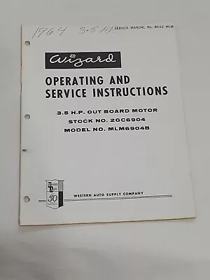 1964 3.5hp Wizard Western Auto Outboard Motors Dealer Vintage Parts Manual • $4.95