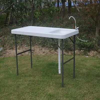 Kitchen Foldable Fish Clean Cutting Outdoor Table With Sink Faucet • $59.99