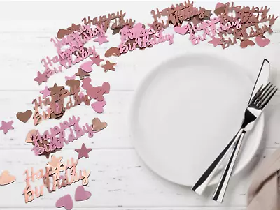 Happy Birthday Rose Gold Coloured Table Confetti. Rose Gold Party Decorations • £3.65