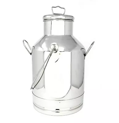 Stainless Steel Milk Churn Can Milk Jug Canister Carry Handle Push Lid 2.5L-25L • £84.99