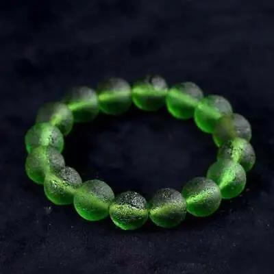 Green Moldavite Czech Meteorite Bracelet Rough 8mm Energy Stone Jewelry Gift • $8.99