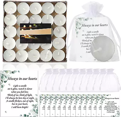 50 Set Funeral Party Favors Memorial White Candles Unscented Funeral Gifts Teali • $24.99