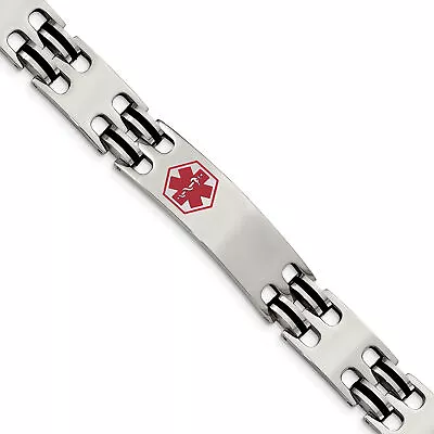 Chisel Stainless Steel Polished With Red Enamel And Black Rubber Medical ID 8.25 • $96.60