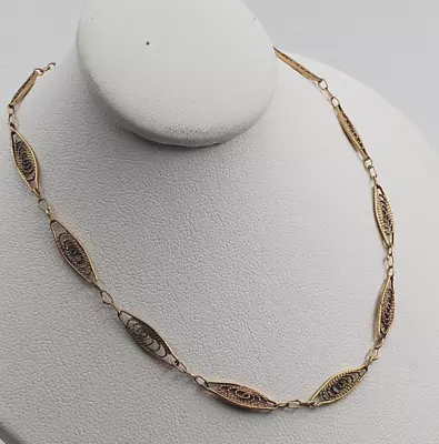 Vintage Trifari Filigree Chain Necklace Gold Tone Delicate Classic Leaf Links • $14.62